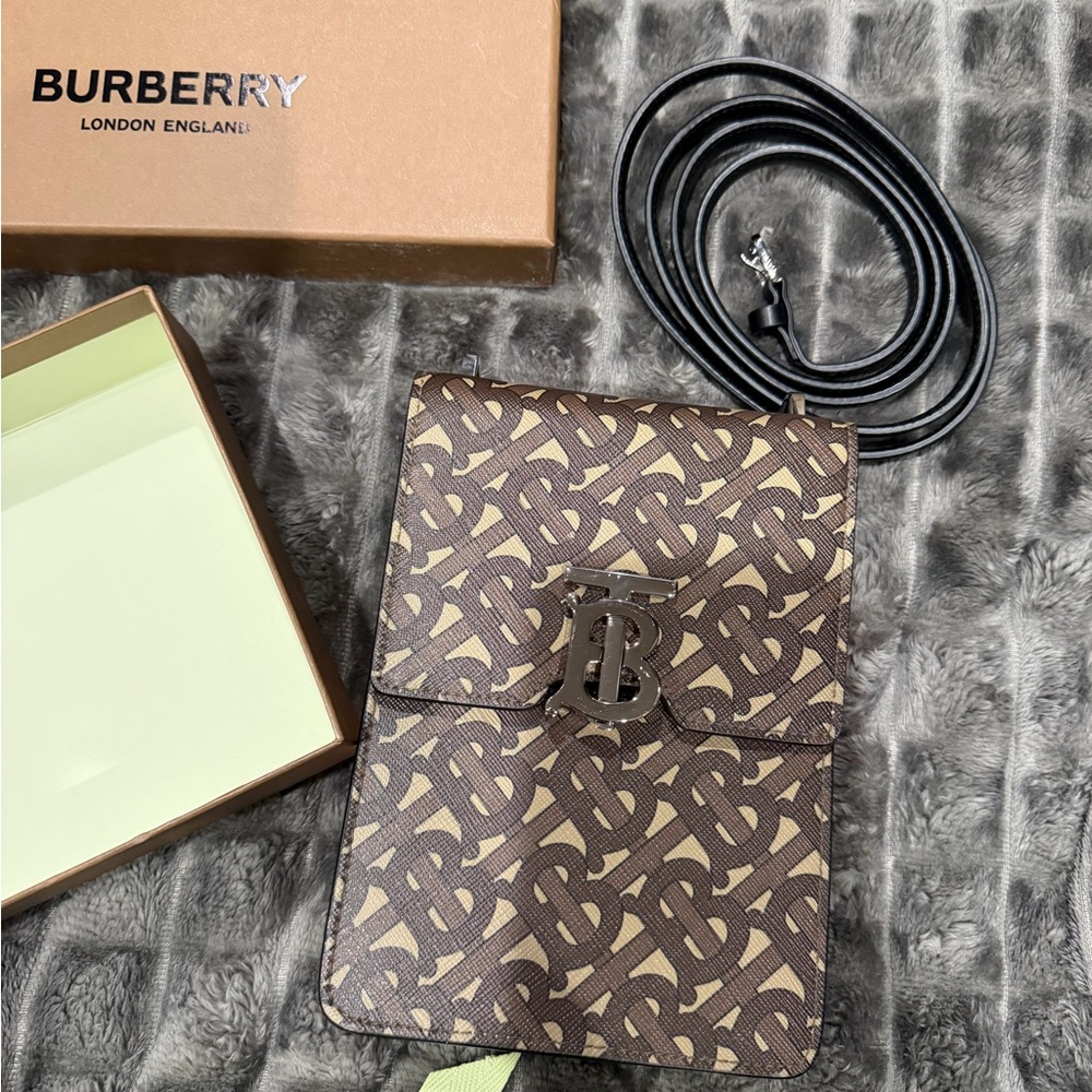 Real Authentic Burberry Brown Monogram Pouch